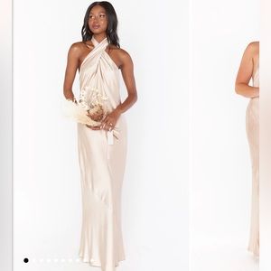 Show Me Your Mumu Jasmine Halter Maxi Dress in Champagne